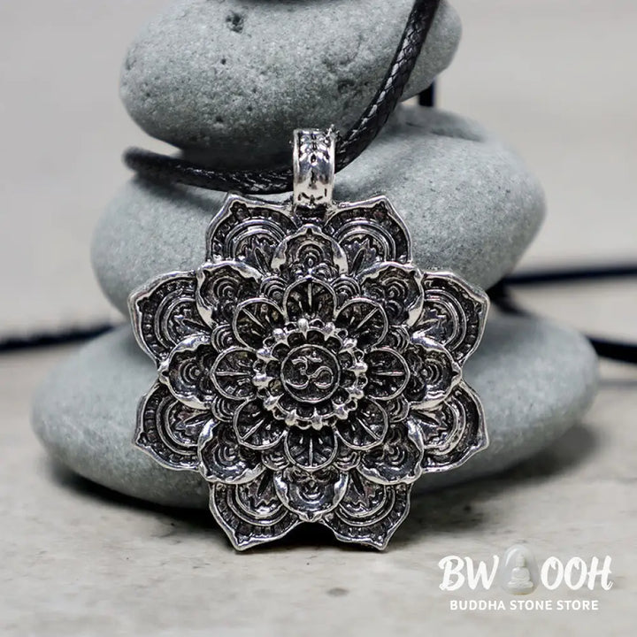 Buddha Stones Tibetan Lotus Blessing Necklace Pendant - BWOOOH - Necklaces &amp; Pendants
