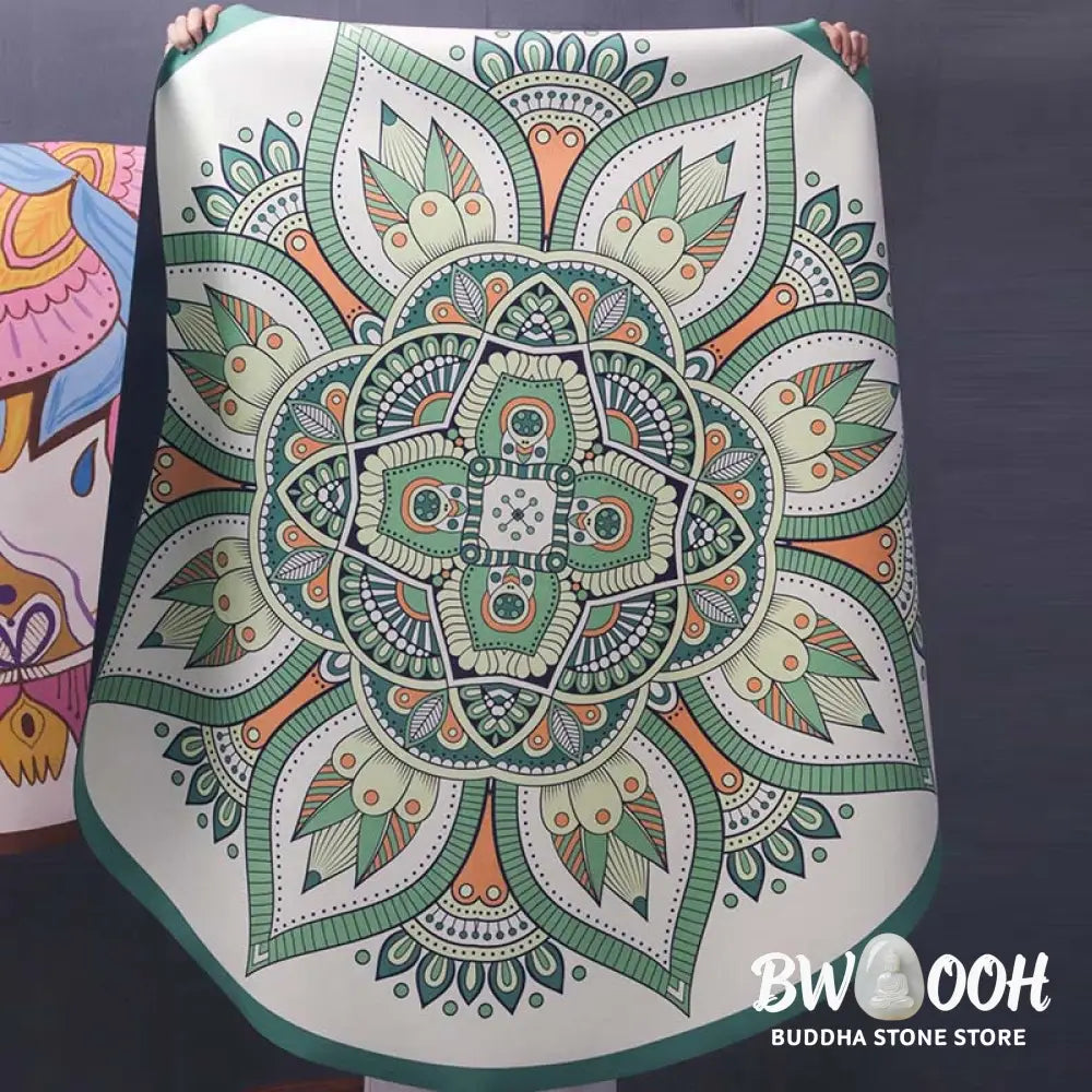 Buddha Stones Tibetan Lotus Mandala Enlightenment Foldable Natural Rubber Yoga Mat Decoration - Yoga Mat