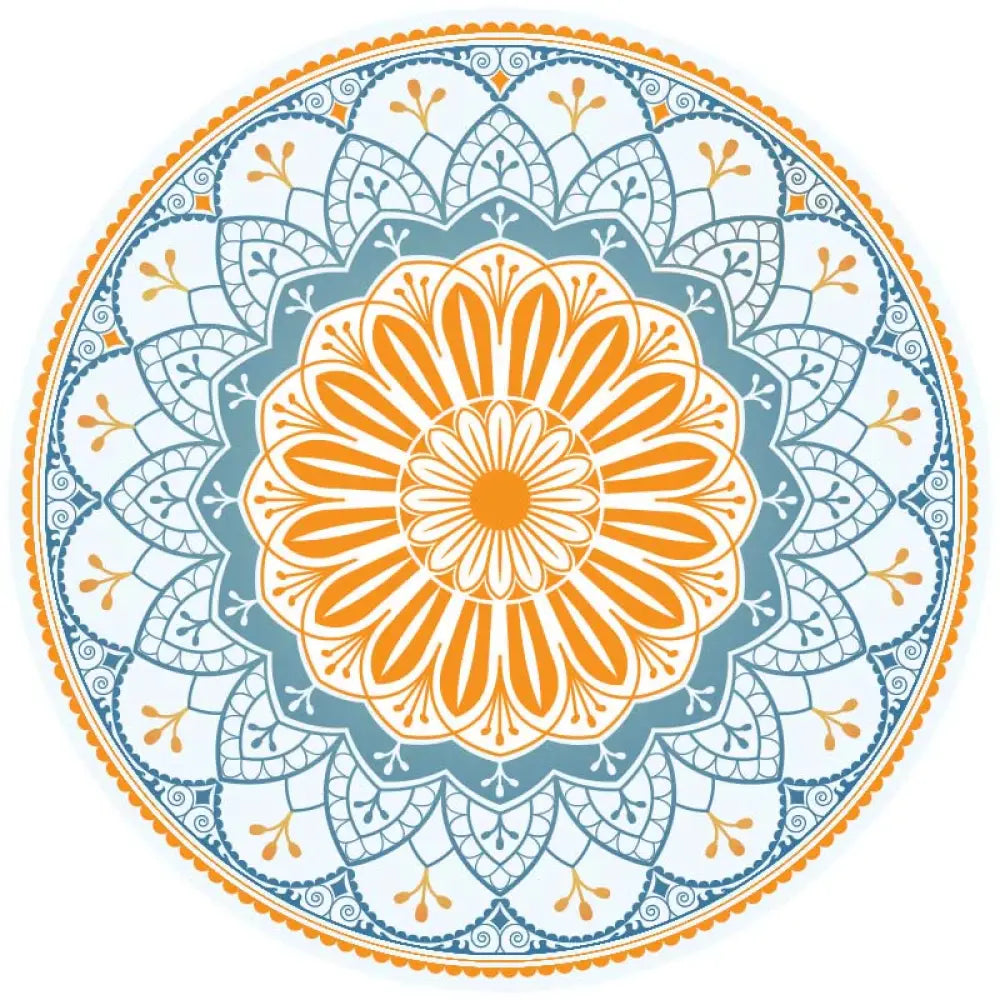 Buddha Stones Tibetan Lotus Mandala Enlightenment Foldable Natural Rubber Yoga Mat Decoration - 1400*1400*1mm Blue