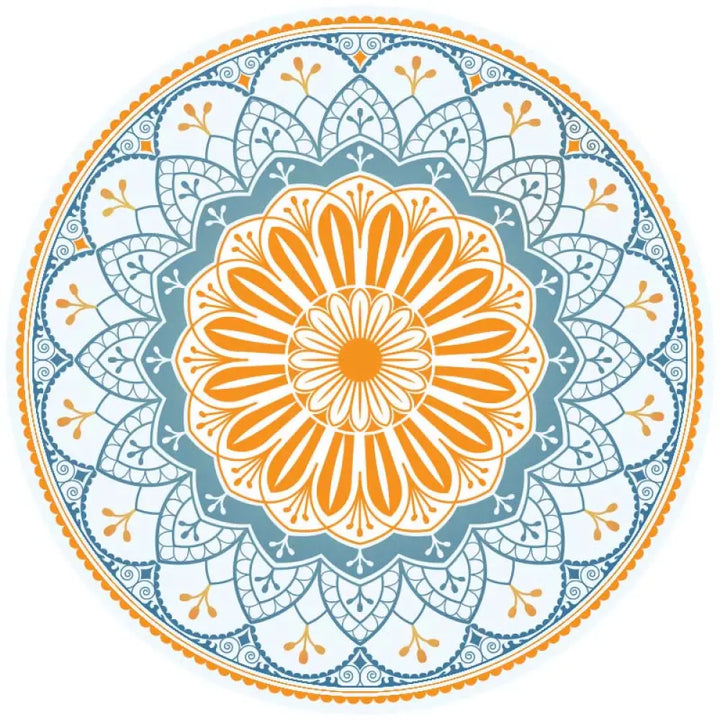 Buddha Stones Tibetan Lotus Mandala Enlightenment Foldable Natural Rubber Yoga Mat Decoration - 1400*1400*1mm Blue