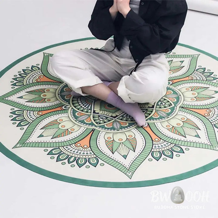 Buddha Stones Tibetan Lotus Mandala Enlightenment Foldable Natural Rubber Yoga Mat Decoration - Yoga Mat