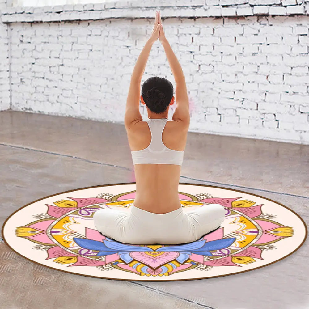 Buddha Stones Tibetan Lotus Mandala Enlightenment Foldable Natural Rubber Yoga Mat Decoration - Yoga Mat