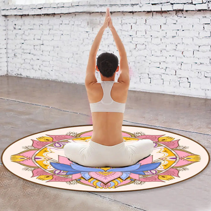 Buddha Stones Tibetan Lotus Mandala Enlightenment Foldable Natural Rubber Yoga Mat Decoration - Yoga Mat