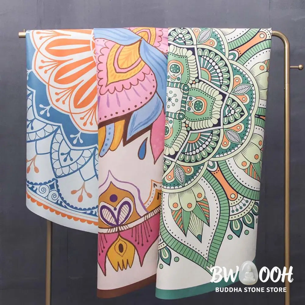 Buddha Stones Tibetan Lotus Mandala Enlightenment Foldable Natural Rubber Yoga Mat Decoration - Yoga Mat