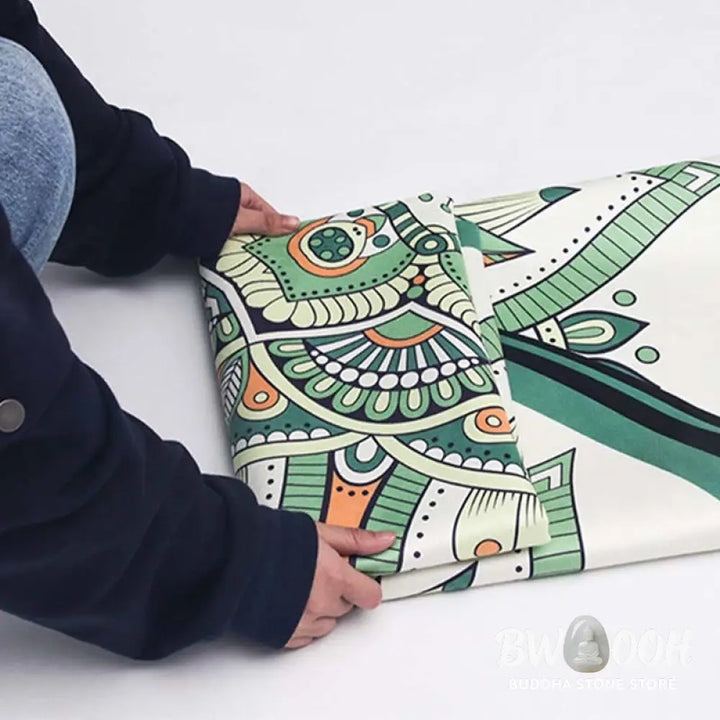Buddha Stones Tibetan Lotus Mandala Enlightenment Foldable Natural Rubber Yoga Mat Decoration - Yoga Mat