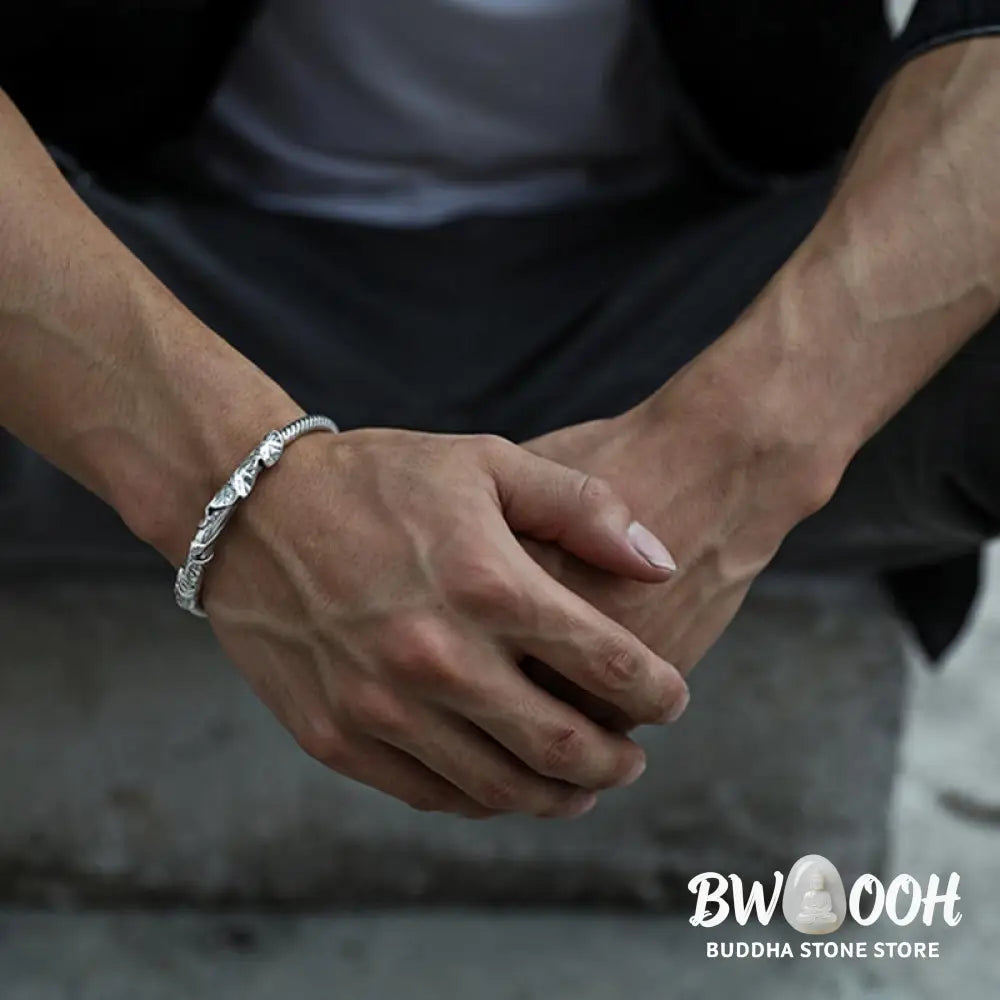 Buddha Stones Tibetan Lotus White Copper Wealth Bracelet - BWOOOH - Lotus Bracelet - Bracelet