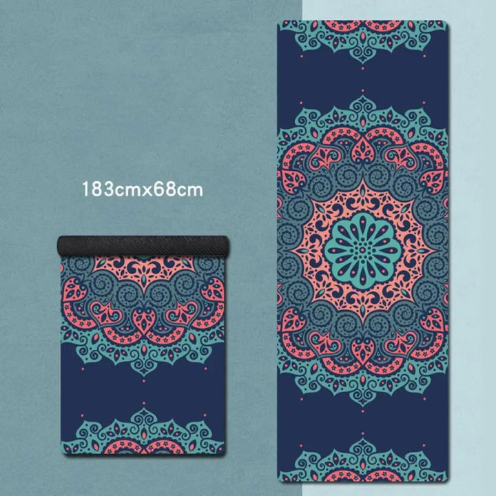 Buddha Stones Tibetan Mandala Elephant Lotus Koi Fish Mindful Natural Rubber Yoga Mat Decoration - Blue Green Red