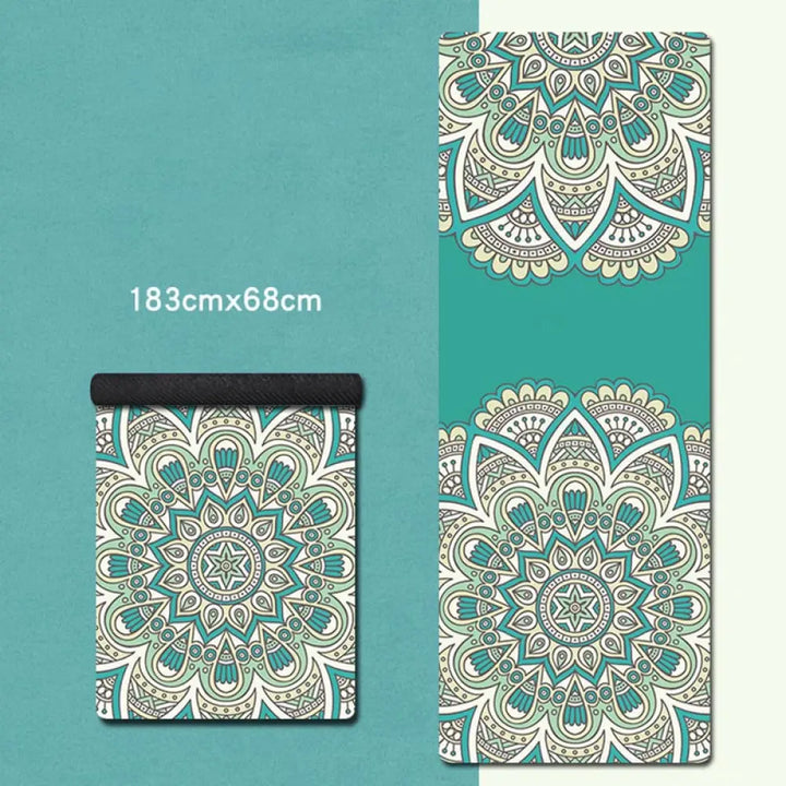 Buddha Stones Tibetan Mandala Elephant Lotus Koi Fish Mindful Natural Rubber Yoga Mat Decoration - Green Mandala - Yoga