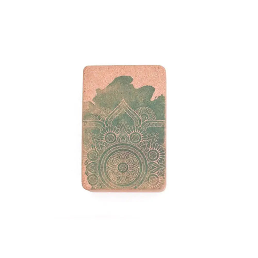 Buddha Stones Tibetan Mandala Mindful Yoga Cork Block - Green Mandala - Yoga Cork Block
