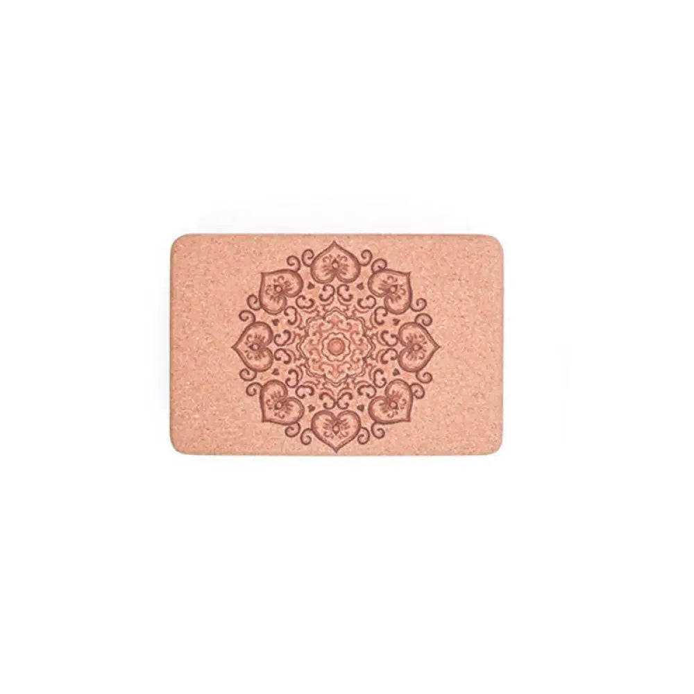 Buddha Stones Tibetan Mandala Mindful Yoga Cork Block - Love Heart Mandala - Yoga Cork Block