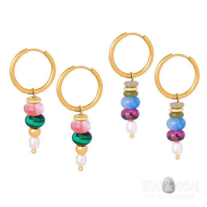 Buddha Stones Tibetan Marnyi Stone Design Natural Red Agate Pearl Confidence Titanium Steel Earrings - Earrings