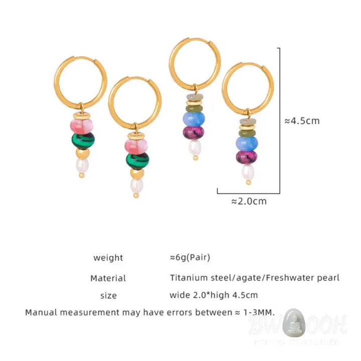 Buddha Stones Tibetan Marnyi Stone Design Natural Red Agate Pearl Confidence Titanium Steel Earrings - Earrings