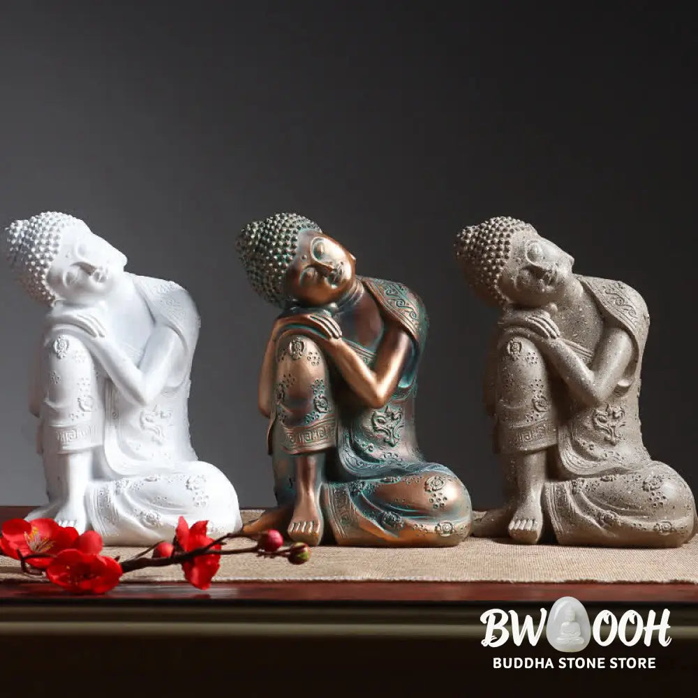 BWOOOH Tibetan Meditating Buddha Serenity Resin Statue Decoration - Bronze - Decorations