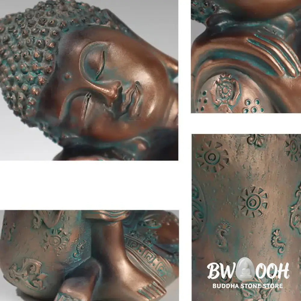 BWOOOH Tibetan Meditating Buddha Serenity Resin Statue Decoration - Bronze - Decorations