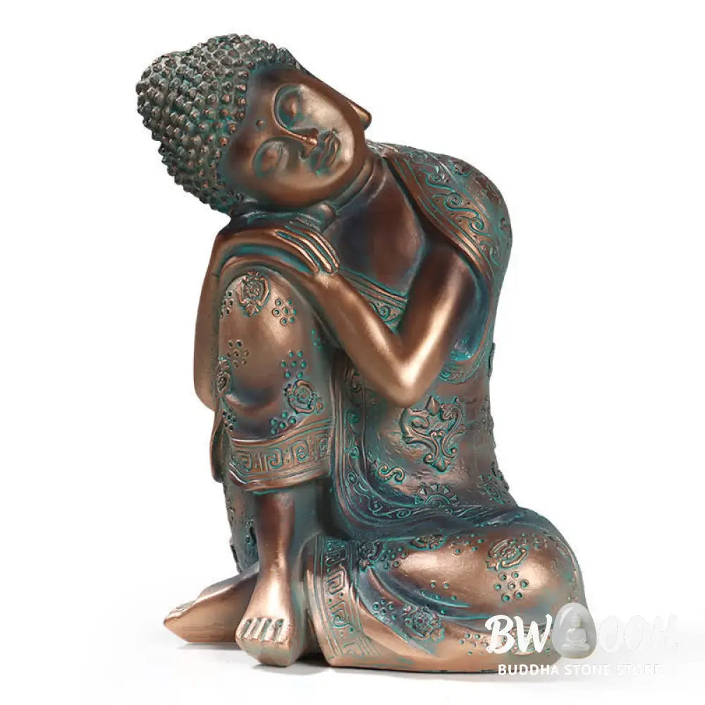 BWOOOH Tibetan Meditating Buddha Serenity Resin Statue Decoration - Bronze - Decorations