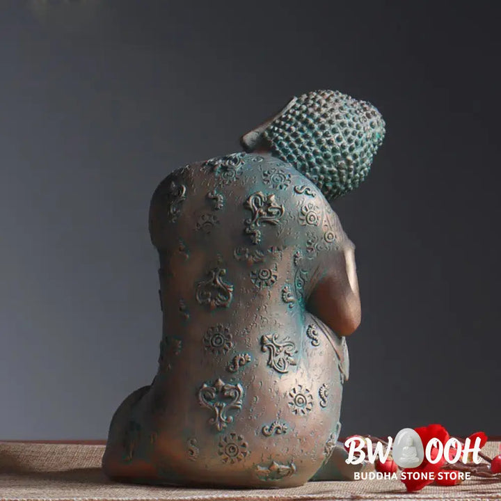 BWOOOH Tibetan Meditating Buddha Serenity Resin Statue Decoration - Bronze - Decorations