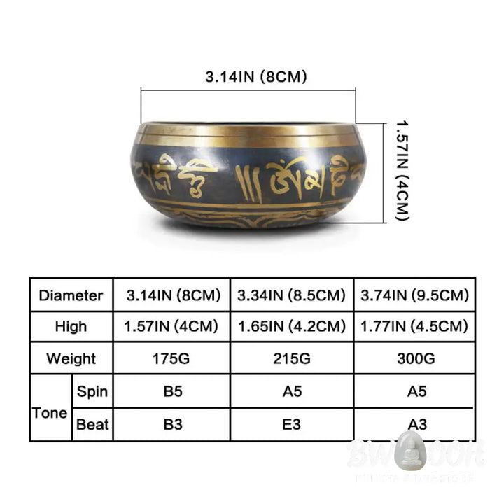 BWOOOH Tibetan Meditation Bowl for Healing and Mindfulness Om Mani Padme Hum Singing Bowl - Singing Bowl