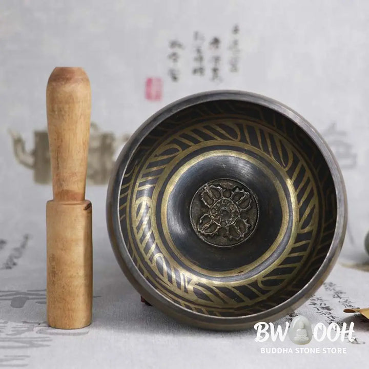 BWOOOH Tibetan Meditation Bowl for Healing and Mindfulness Om Mani Padme Hum Singing Bowl - Singing Bowl