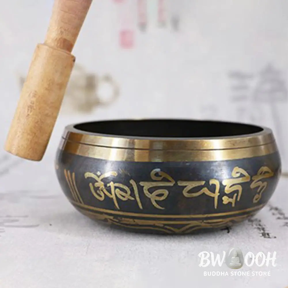 BWOOOH Tibetan Meditation Bowl for Healing and Mindfulness Om Mani Padme Hum Singing Bowl - Singing Bowl