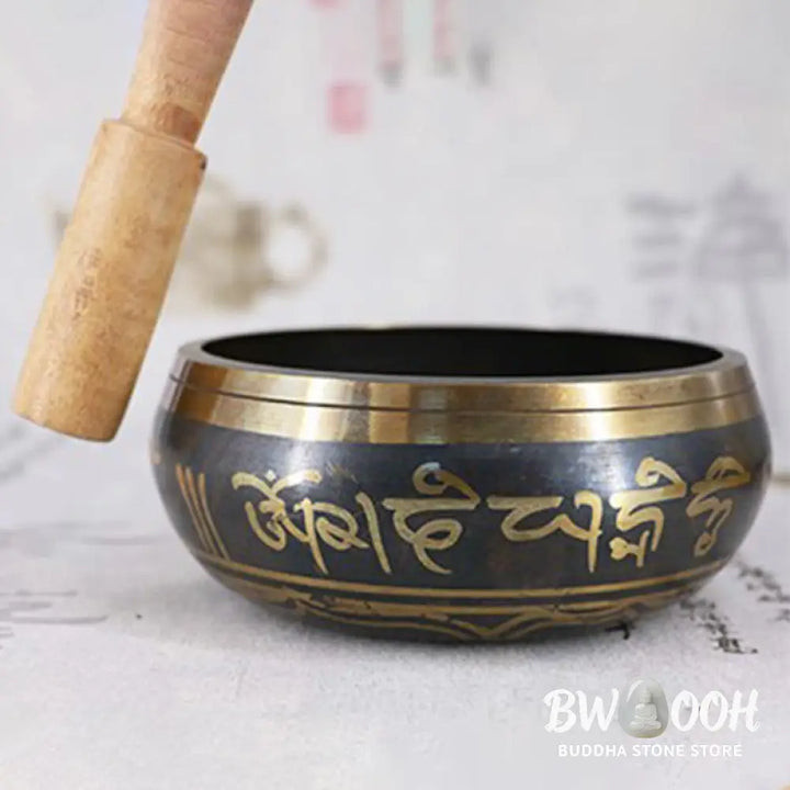 BWOOOH Tibetan Meditation Bowl for Healing and Mindfulness Om Mani Padme Hum Singing Bowl - Singing Bowl