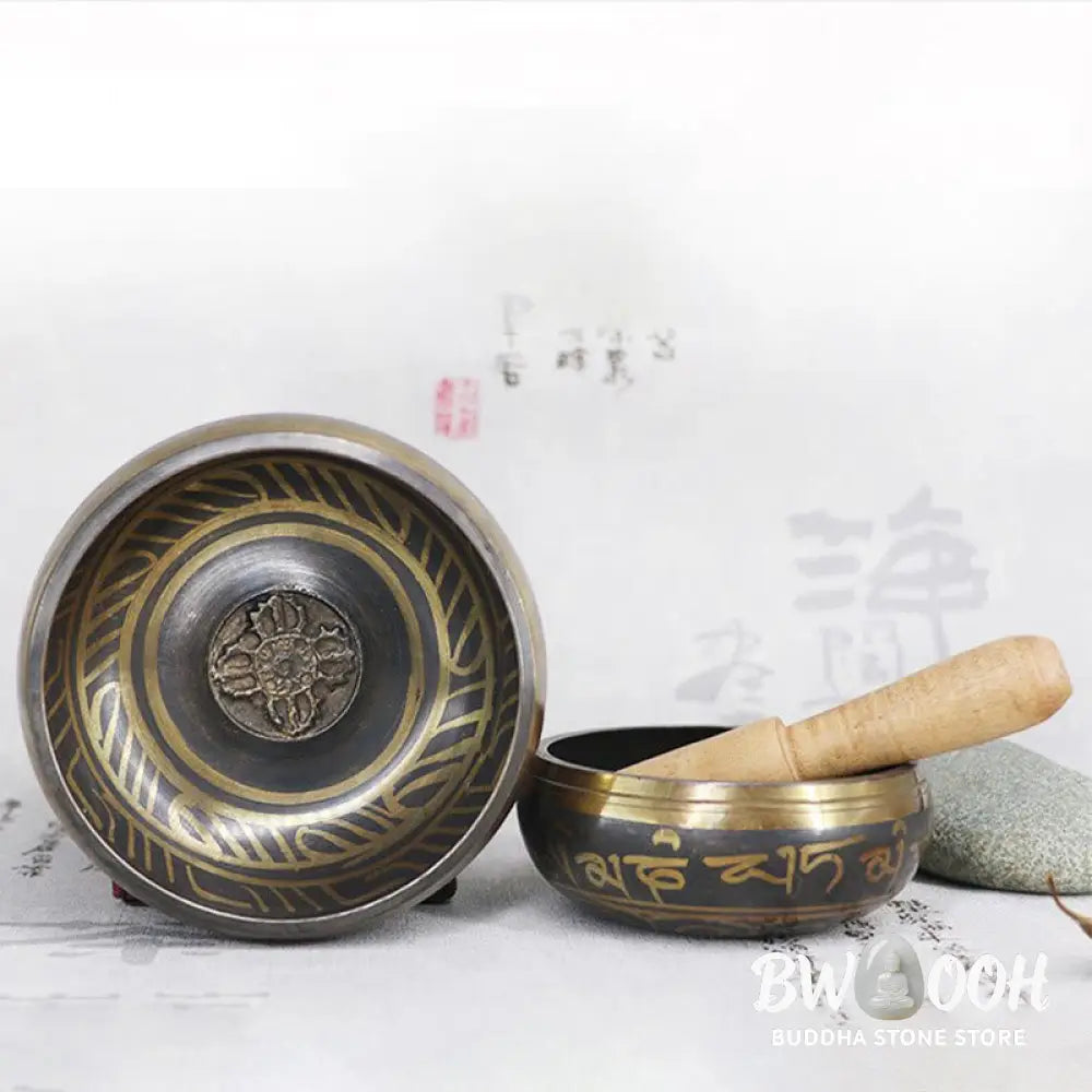 BWOOOH Tibetan Meditation Bowl for Healing and Mindfulness Om Mani Padme Hum Singing Bowl - Singing Bowl