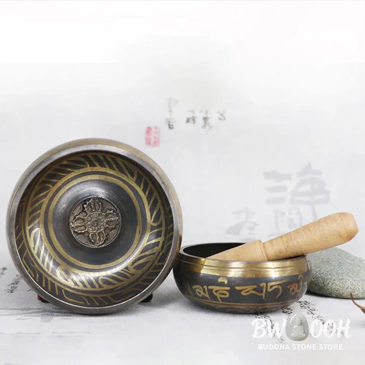 BWOOOH Tibetan Meditation Bowl for Healing and Mindfulness Om Mani Padme Hum Singing Bowl - Singing Bowl