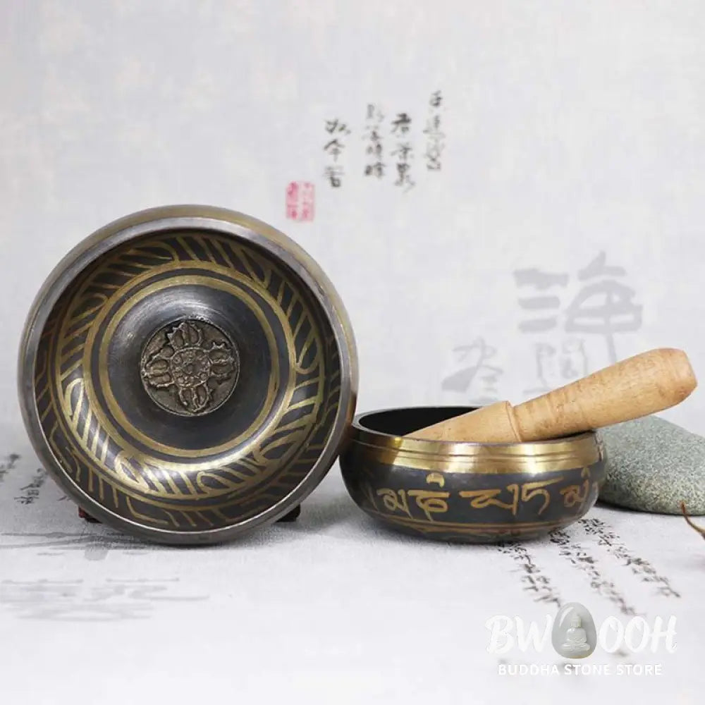 BWOOOH Tibetan Meditation Bowl for Healing and Mindfulness Om Mani Padme Hum Singing Bowl - Singing Bowl