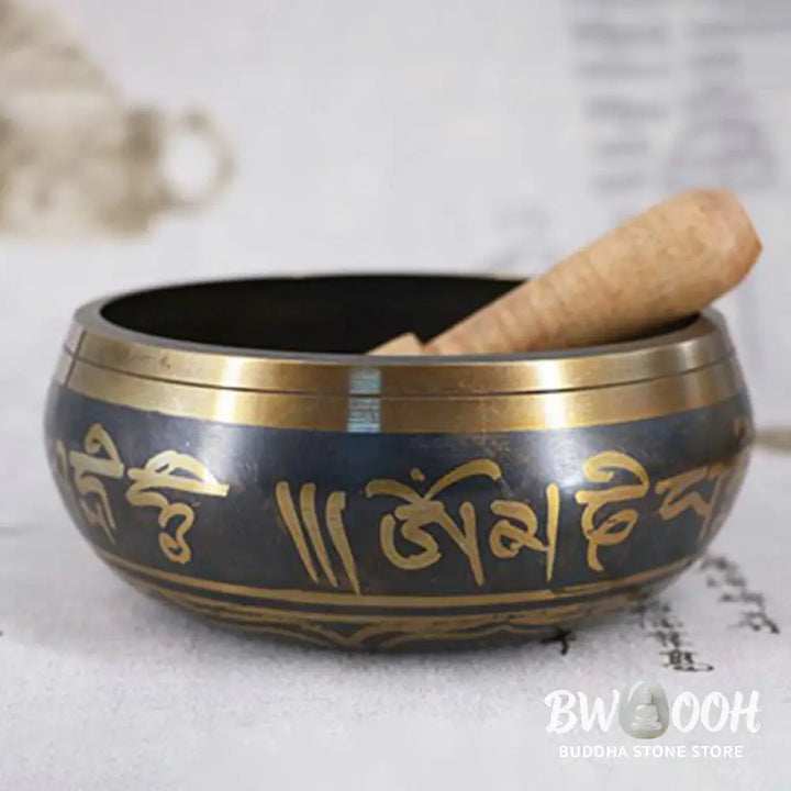 BWOOOH Tibetan Meditation Bowl for Healing and Mindfulness Om Mani Padme Hum Singing Bowl - Singing Bowl