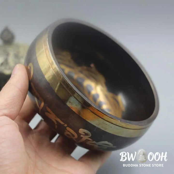 BWOOOH Tibetan Meditation Bowl for Healing and Mindfulness Om Mani Padme Hum Singing Bowl - Singing Bowl