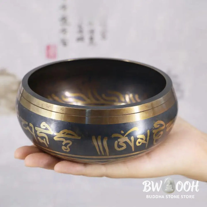 BWOOOH Tibetan Meditation Bowl for Healing and Mindfulness Om Mani Padme Hum Singing Bowl - Singing Bowl