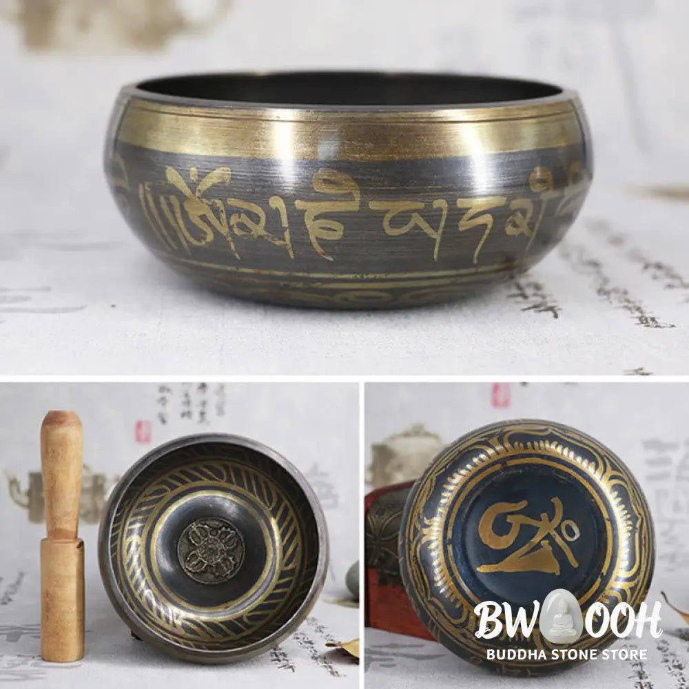 BWOOOH Tibetan Meditation Bowl for Healing and Mindfulness Om Mani Padme Hum Singing Bowl - Singing Bowl