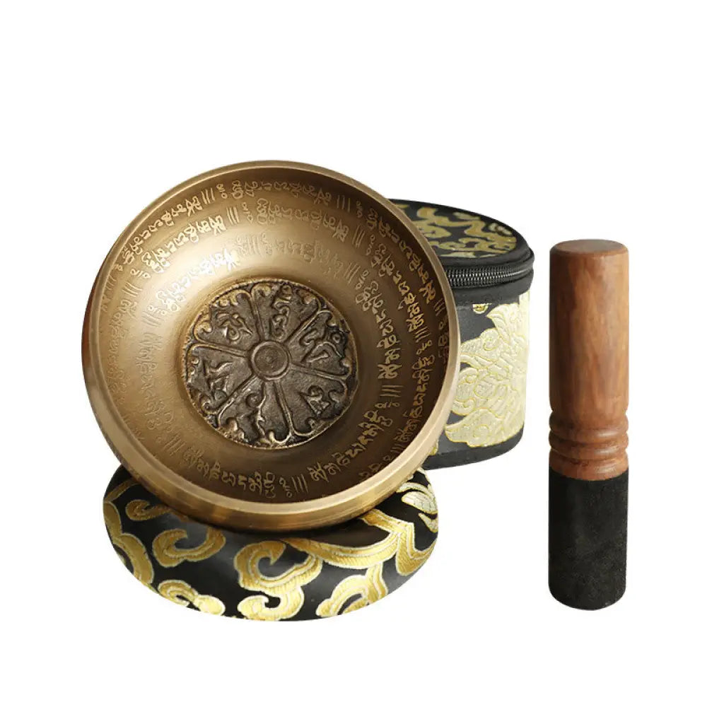 BWOOOH Tibetan Meditation Sound Bowl Handcrafted for Healing and Mindfulness Singing Bowl Set - Black - Singing