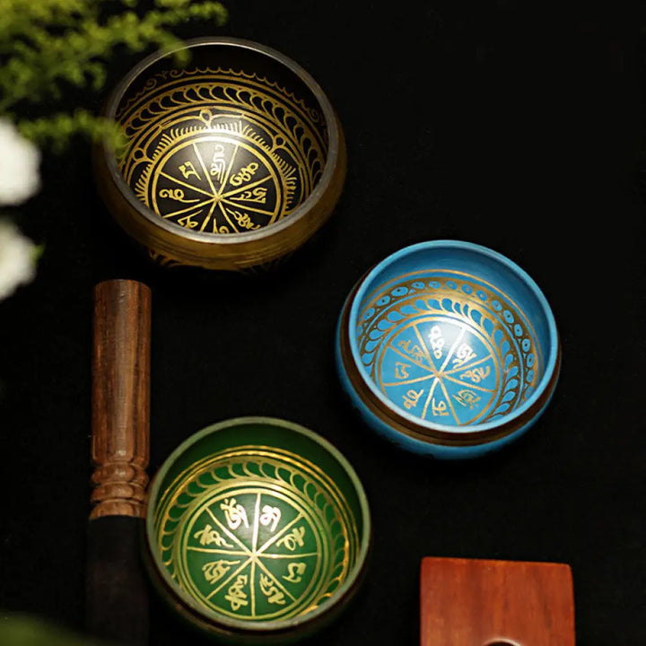 BWOOOH Tibetan Meditation Sound Bowl Handcrafted for Healing and Mindfulness Support Protection Singing Bowl Set