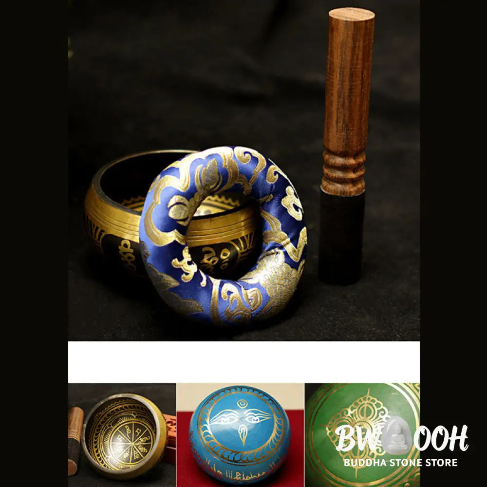 BWOOOH Tibetan Meditation Sound Bowl Handcrafted for Healing and Mindfulness Support Protection Singing Bowl Set