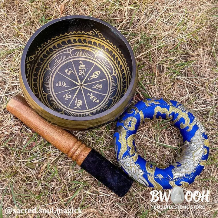 BWOOOH Tibetan Meditation Sound Bowl Handcrafted for Healing and Mindfulness Support Protection Singing Bowl Set