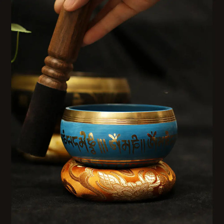 BWOOOH Tibetan Meditation Sound Bowl Handcrafted for Healing and Mindfulness Support Protection Singing Bowl Set