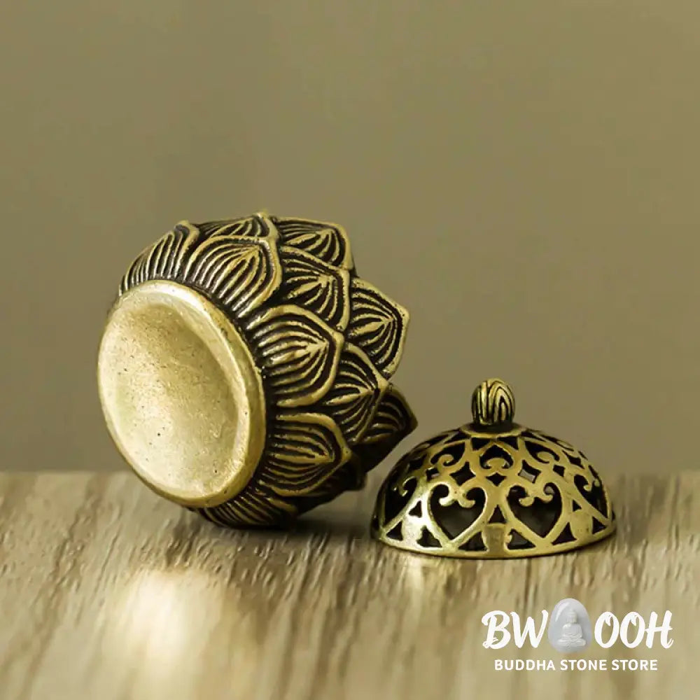 BWOOOH Tibetan Mini Lotus Pattern Meditation Copper Incense Burner - Lotus - Incense Burner