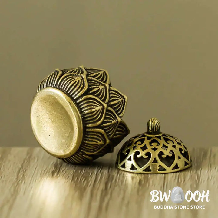 BWOOOH Tibetan Mini Lotus Pattern Meditation Copper Incense Burner - Lotus - Incense Burner
