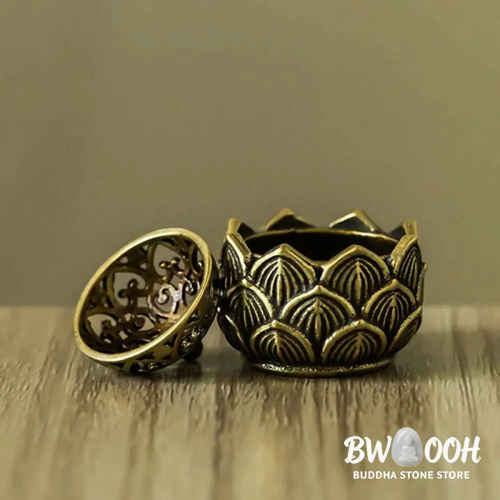 BWOOOH Tibetan Mini Lotus Pattern Meditation Copper Incense Burner - Lotus - Incense Burner