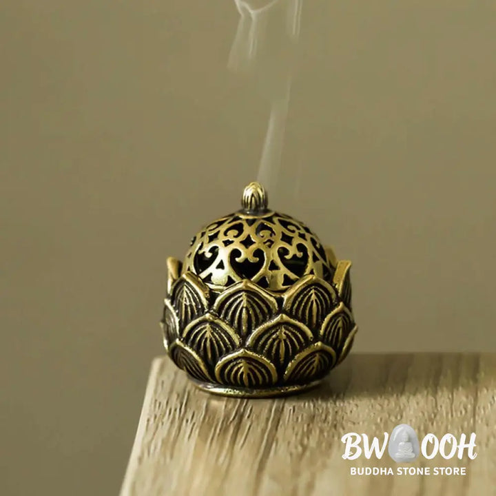 BWOOOH Tibetan Mini Lotus Pattern Meditation Copper Incense Burner - Lotus - Incense Burner