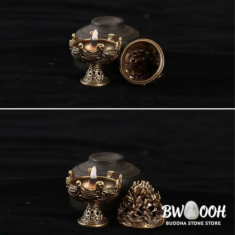 BWOOOH Tibetan Mini Mountain Pattern Meditation Copper Alloy Incense Burner - Incense Burner