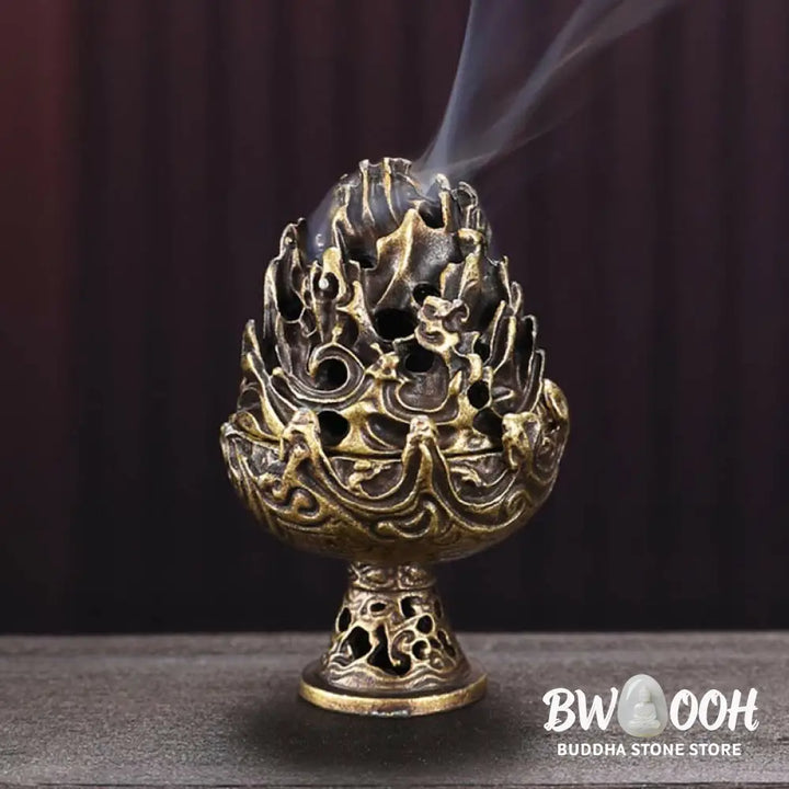 BWOOOH Tibetan Mini Mountain Pattern Meditation Copper Alloy Incense Burner - Incense Burner
