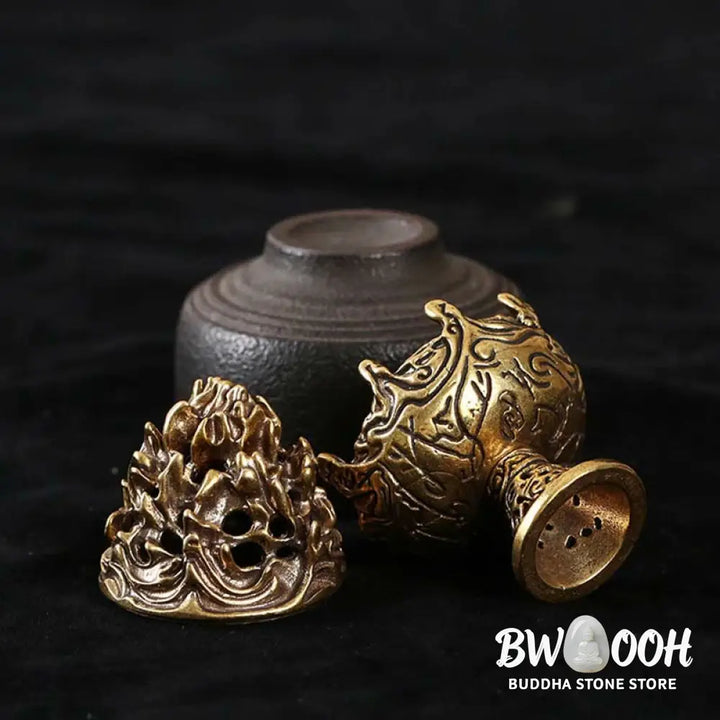 BWOOOH Tibetan Mini Mountain Pattern Meditation Copper Alloy Incense Burner - Incense Burner
