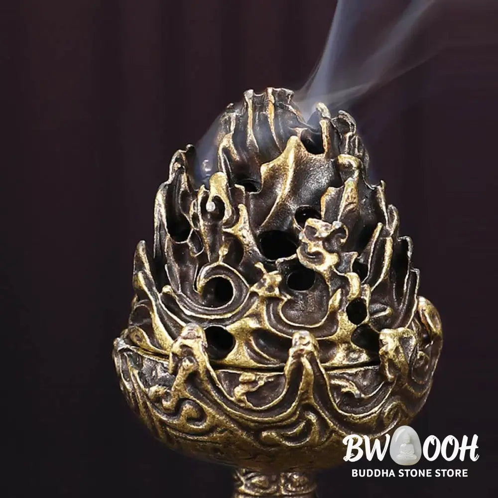 BWOOOH Tibetan Mini Mountain Pattern Meditation Copper Alloy Incense Burner - Incense Burner