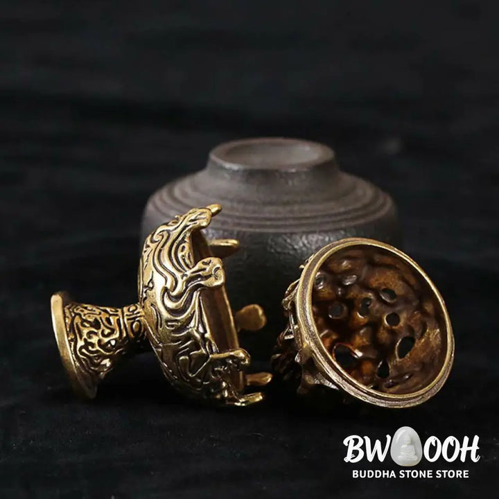 BWOOOH Tibetan Mini Mountain Pattern Meditation Copper Alloy Incense Burner - Incense Burner