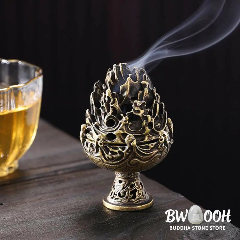 BWOOOH Tibetan Mini Mountain Pattern Meditation Copper Alloy Incense Burner - Incense Burner