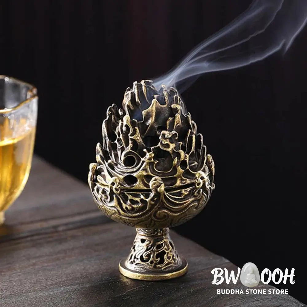 BWOOOH Tibetan Mini Mountain Pattern Meditation Copper Alloy Incense Burner - Incense Burner