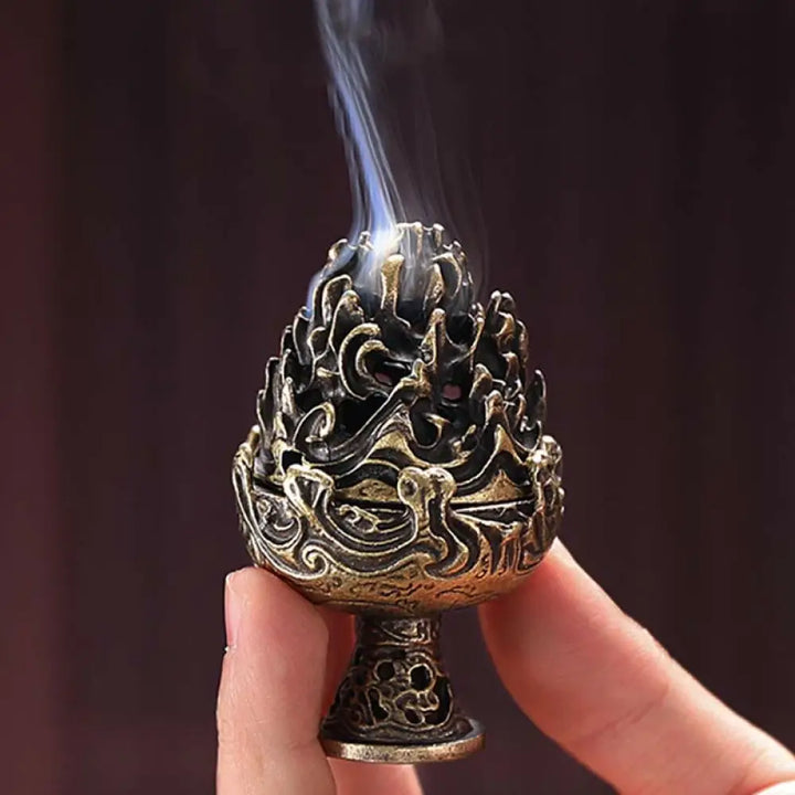 BWOOOH Tibetan Mini Mountain Pattern Meditation Copper Alloy Incense Burner - Incense Burner