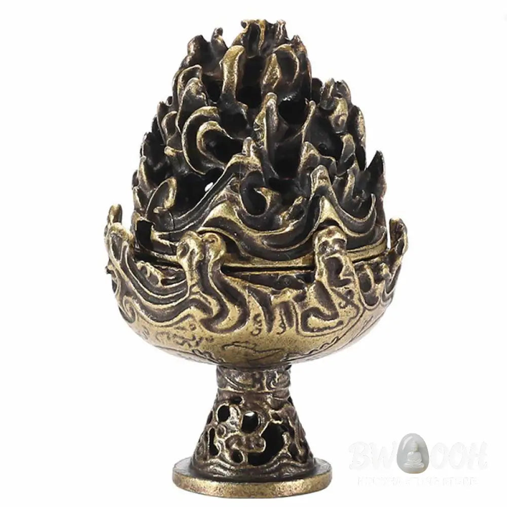BWOOOH Tibetan Mini Mountain Pattern Meditation Copper Alloy Incense Burner - Incense Burner