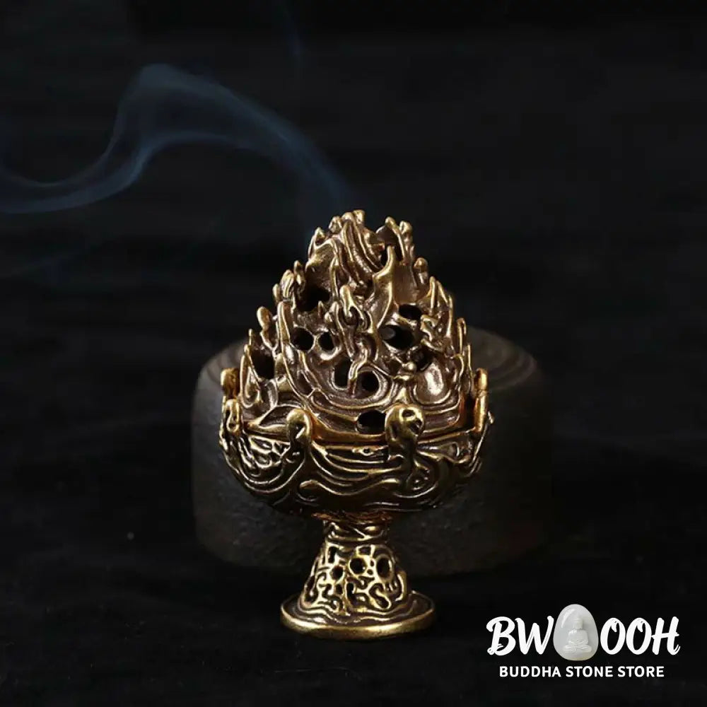 BWOOOH Tibetan Mini Mountain Pattern Meditation Copper Alloy Incense Burner - Incense Burner